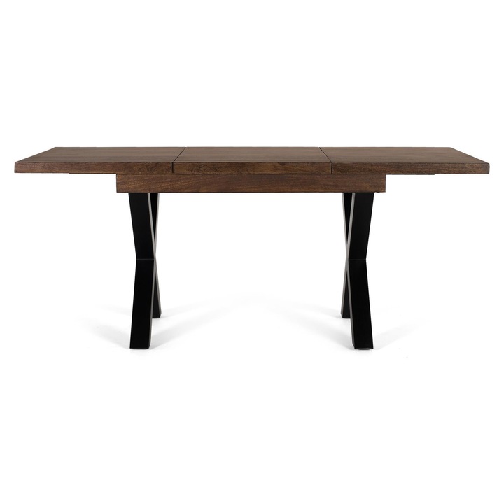 Разтегателна маса GINER Y COLOMER, от мангово дърво, с метални крака, 120/180x90см, височина 75см, цвят орех