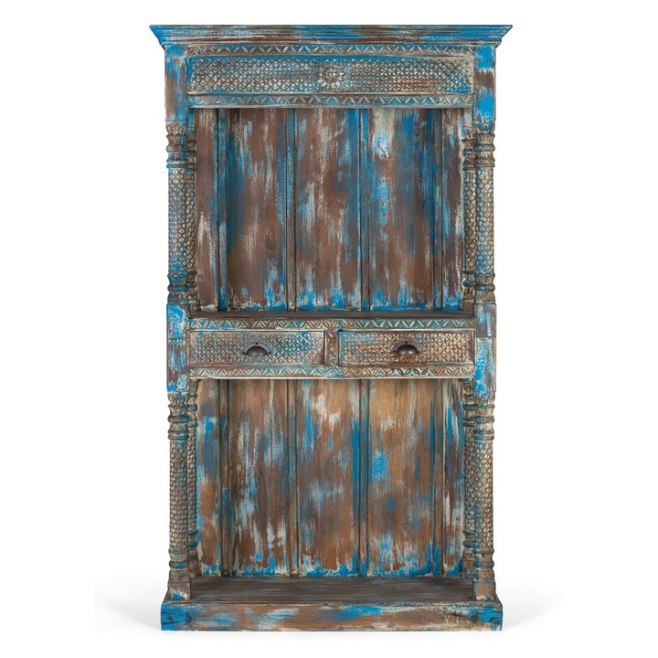 Dulap din lemn de mango, GINER Y COLOMER, 62x85cm, albastru invechit, 180cm