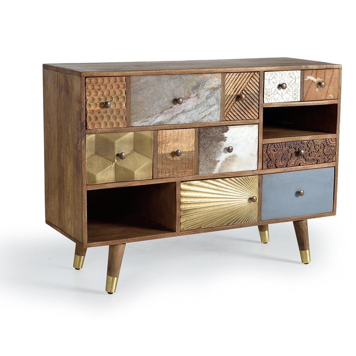 Comoda din lemn de mango, GINER Y COLOMER, 5 sertare, 80x110x40cm, natural