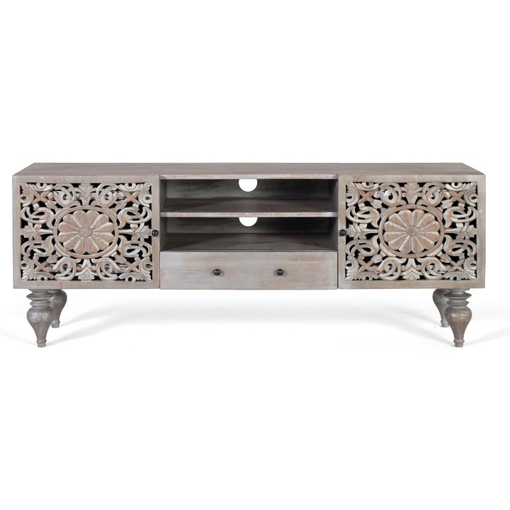 Comoda TV GINER Y COLOMER, lemn, 150 cm, 2 usi, gri