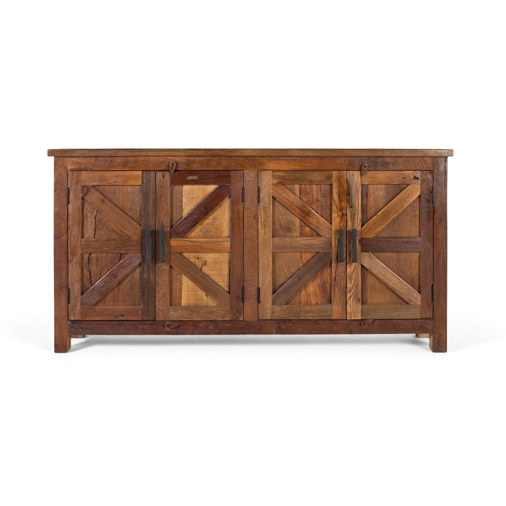Aparador rustic Giner y Colomer patru usi lemn reciclat 65x38x87x31cm