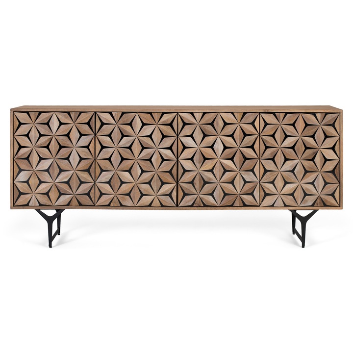 Бюфет от мангово дърво, 4 врати, 177 см, многоцветен, GINER Y COLOMER