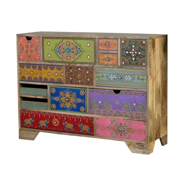 Comoda GINER Y COLOMER, Lemn, Multicolor, 90x120x40cm