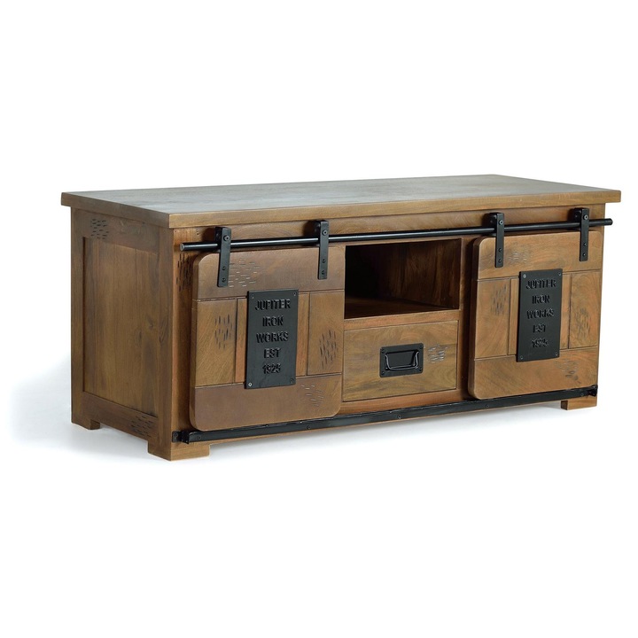 GINER Y COLOMER TV-szekrény, mangófa, 2 tolóajtó, 55x130x50cm