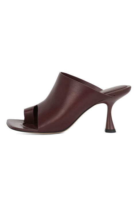 Potamy, Papuci de piele cu toc sculptural, Maro cognac, 35