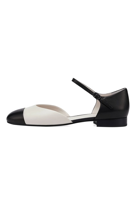Potamy Premium, Pantofi Mary Jane de piele, Negru/Alb murdar