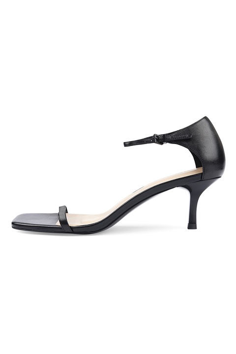 Potamy, Sandale de piele cu varf patrat, Negru, 37