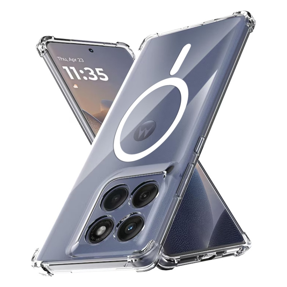 Husa pentru Motorola Edge 60 Fusion / Edge 60, SKYDDAR INNOVATION, Shockproof MagSafe, Transparenta, set cu sticker