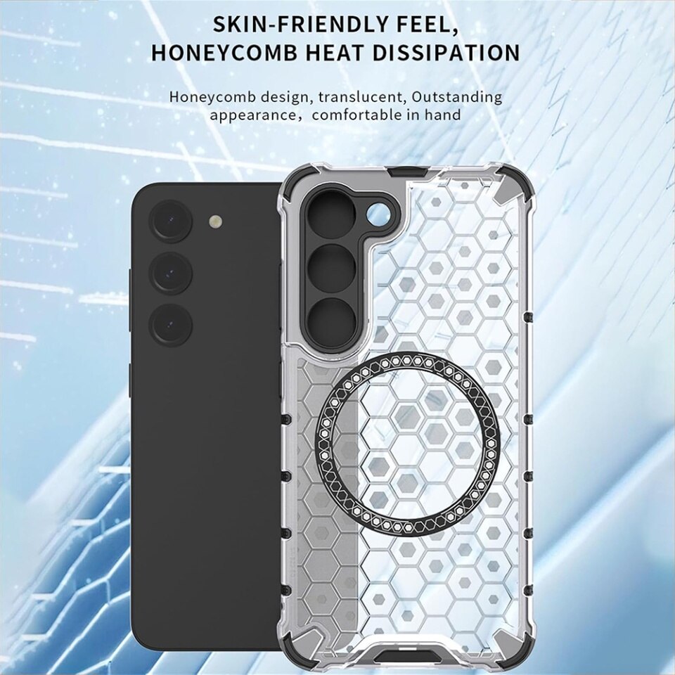 Husa pentru Oppo Reno13, SKYDDAR INNOVATION, HoneyComb Shield MagSafe, Alb, set cu sticker