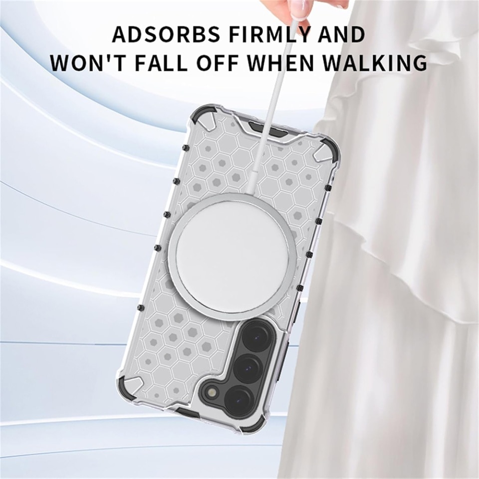 Husa pentru Oppo Reno13, SKYDDAR INNOVATION, HoneyComb Shield MagSafe, Alb, set cu sticker