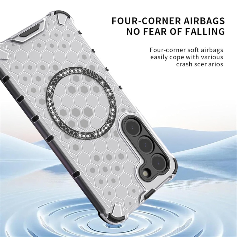 Husa pentru Oppo Reno13, SKYDDAR INNOVATION, HoneyComb Shield MagSafe, Alb, set cu sticker