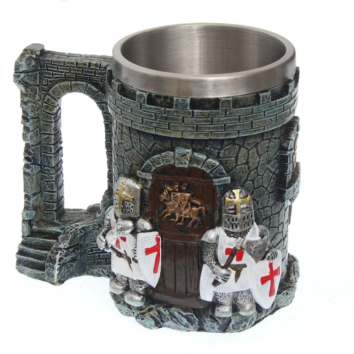 Cana Castle with white Templars, 12.5cm, 400ml decorat 360grade Tole 10 Imperial 39751