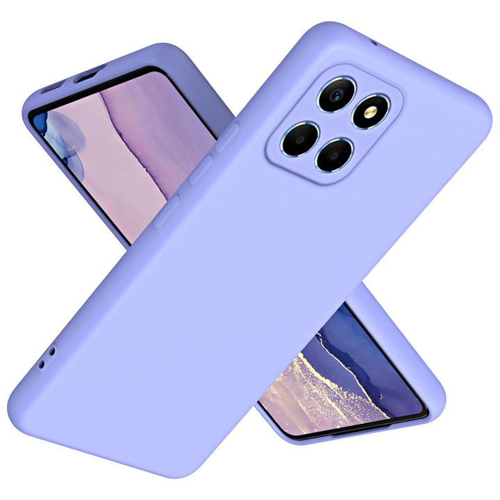Кейс за телефон, съвместим с Honor X8 5G, G-Tech, микрофибърна вътрешна част, защита на камерата, TPU силикон, матов вид, лилав