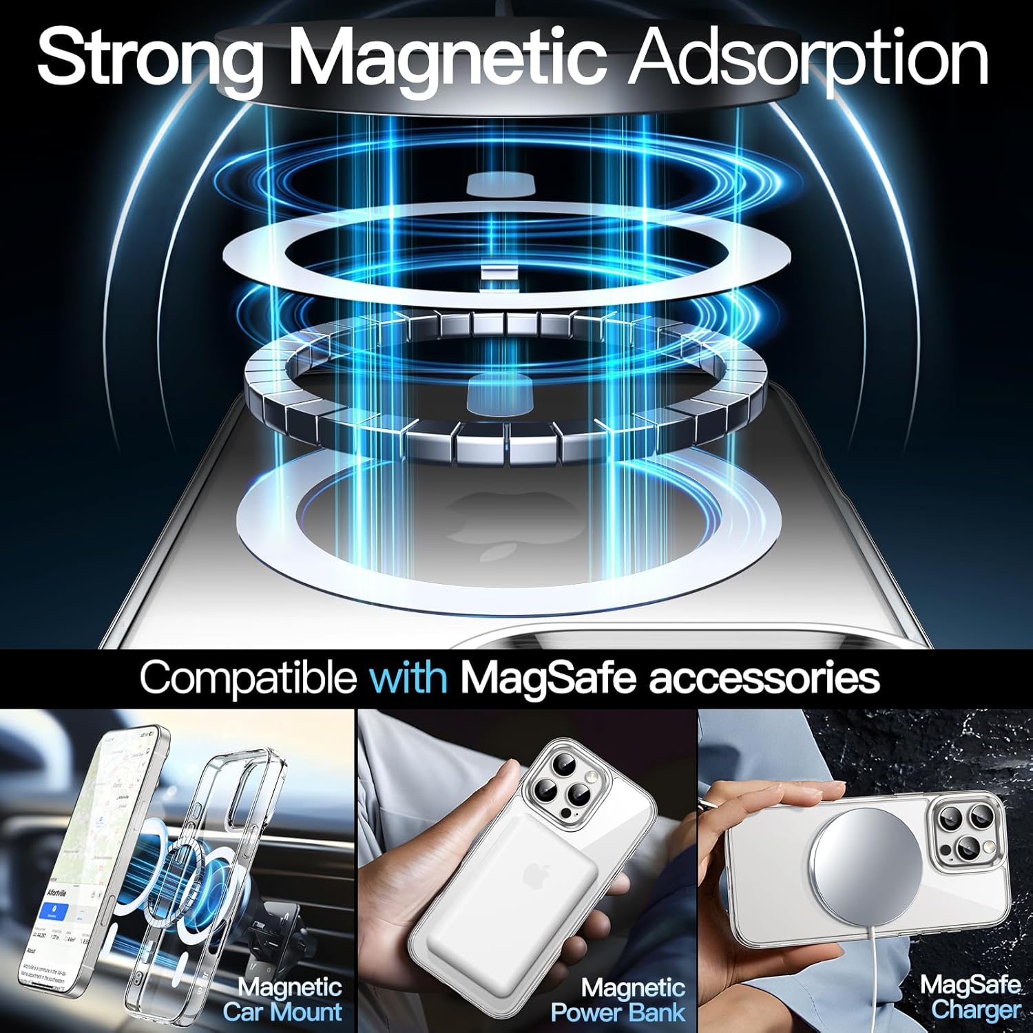 Husa pentru Apple iPhone 16 Pro Max, BestCase® Husa Anti Shock 1.5mm, Tehnologie MagSafe, Protectie Camera, Transparent