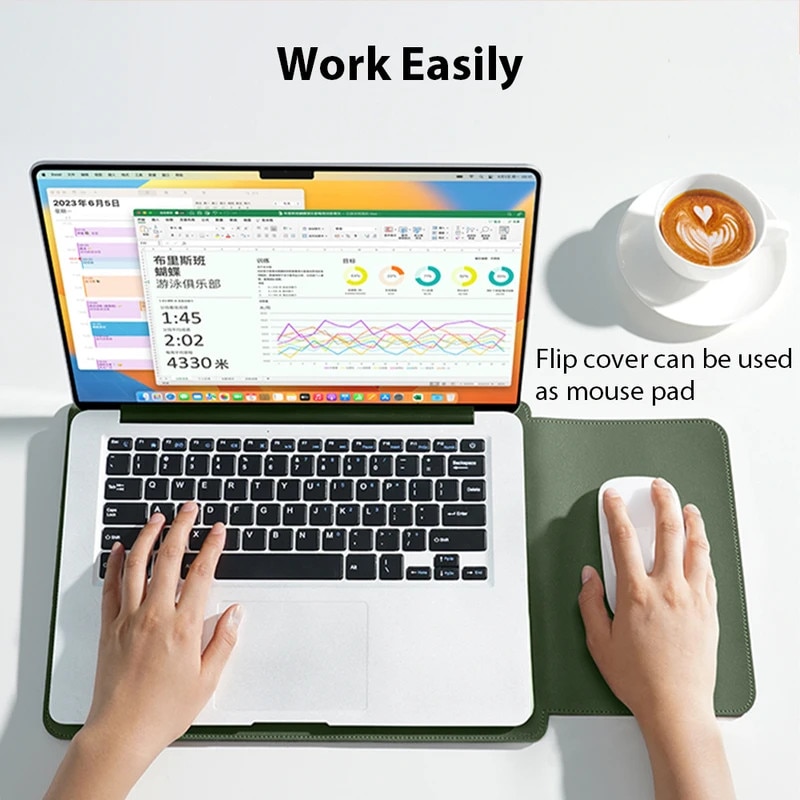 Husa Laptop, 13-14 inch piele PU premium compatibila cu MacBook Air, MacBook Pro, Piele Ecologica, Marime Universala, 34.5x25.3cm, Albastru