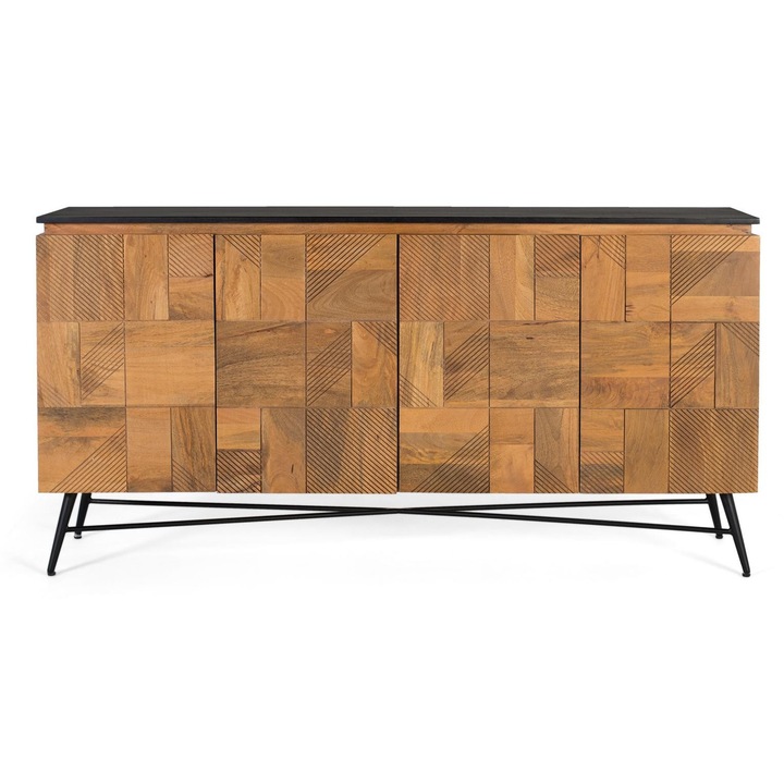 Dulap pentru living, GINER Y COLOMER, lemn de mango cu finisaj natural, 170 cm