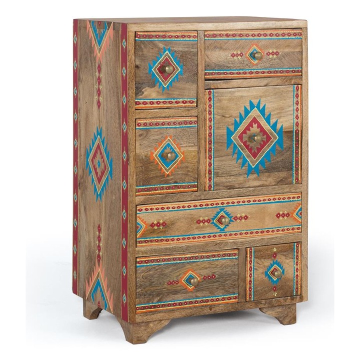 Noptiera Giner y Colomer multicolor 66x42x30cm lemn mango 7 sertare