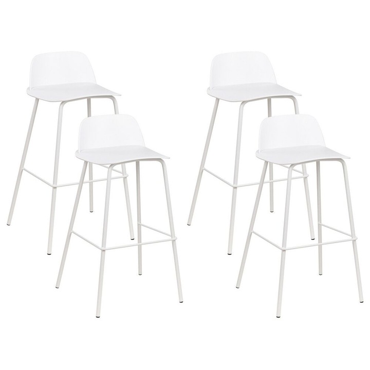 Set de 4 scaune de bar MORA Alb