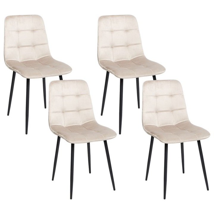 Set de 4 scaune dining POWELL Catifea Taupe