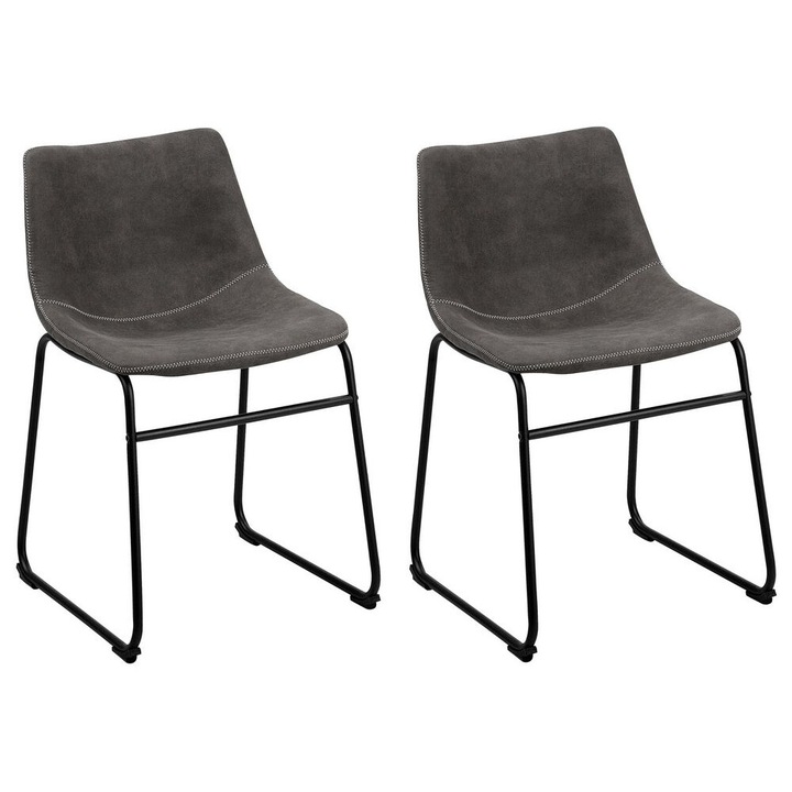 Set de 2 scaune dining BATAVIA Gri inchis