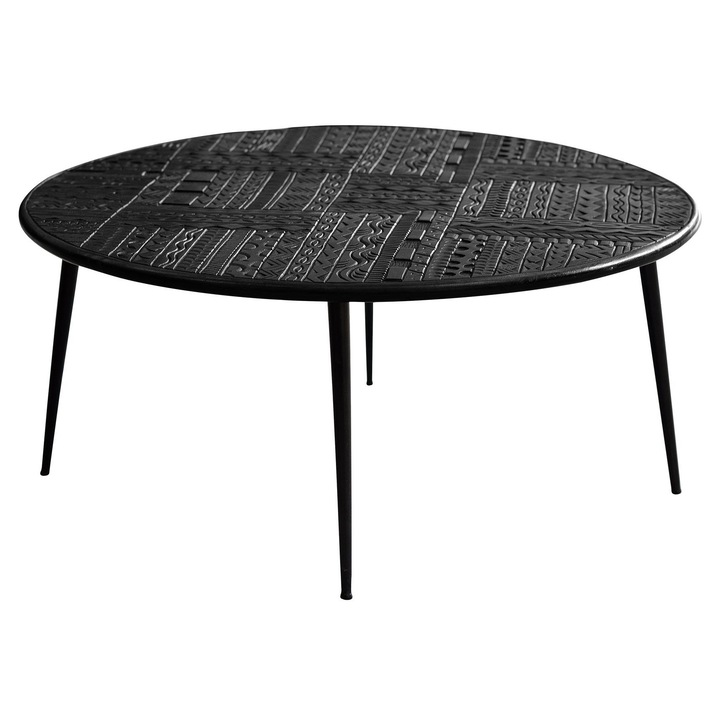 Masa de cafea, GINER Y COLOMER, lemn de mango, picioare metalice negre, 50x70cm