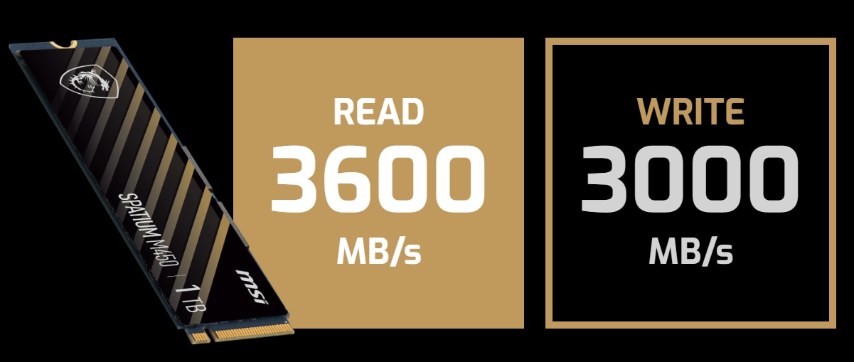 Solid State Drive (SSD) MSI SPATIUM M450 PCIe 4.0 NVMe M.2, 500GB
