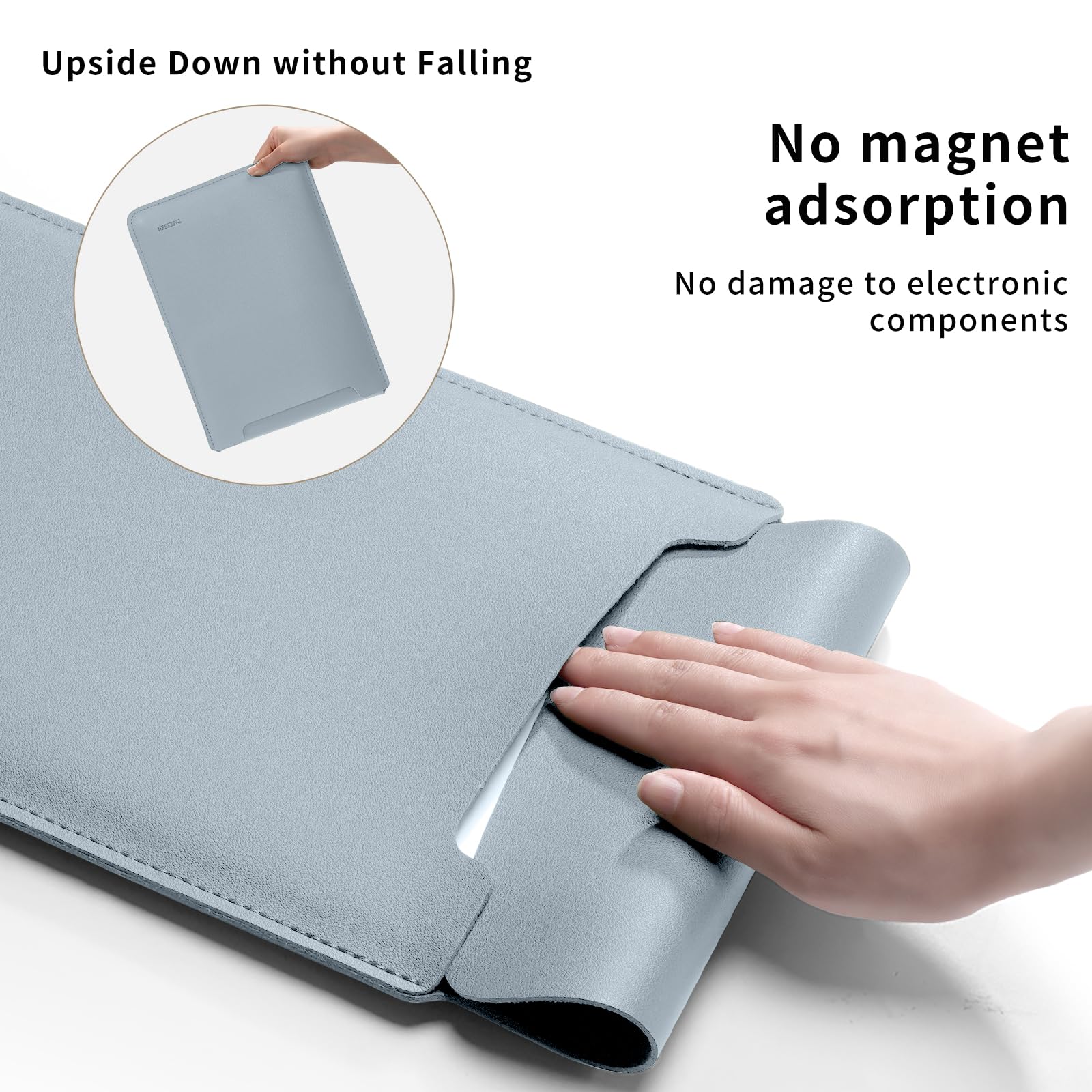 Husa Laptop, 13-14 inch piele PU premium compatibila cu MacBook Air, MacBook Pro, Piele Ecologica, Marime Universala, 34.5x25.3cm, Albastru