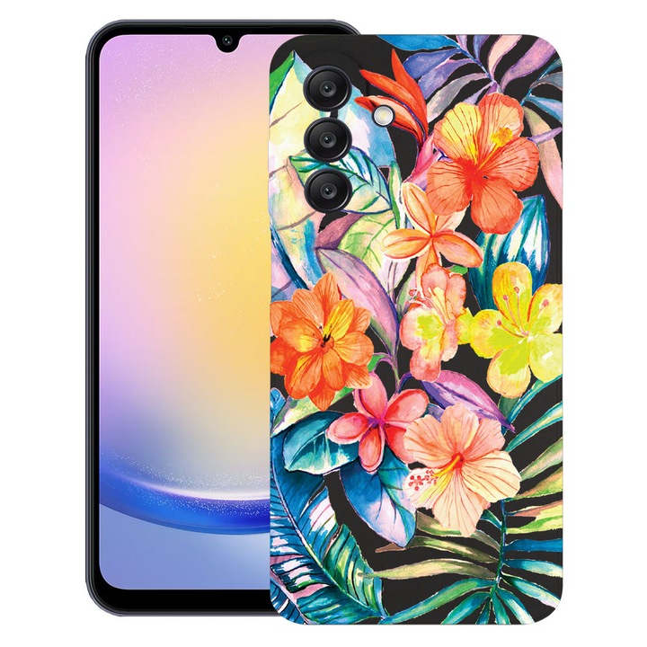 BestCase® Ultra Slim TPU tok Samsung Galaxy A37 5G-vel kompatibilis, trópusi virágok, kamera védelem, kopásálló, 3128368 B 498