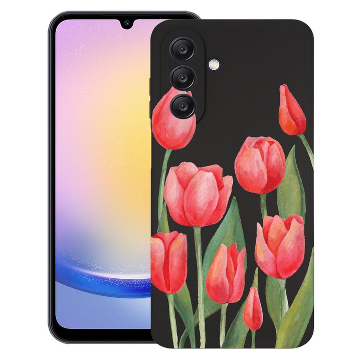 BestCase® Ultra vékony TPU tok Samsung Galaxy A37 5G-vel kompatibilis, Red Tulips, Kamera védelem, Kopásálló, 3128368 B 633