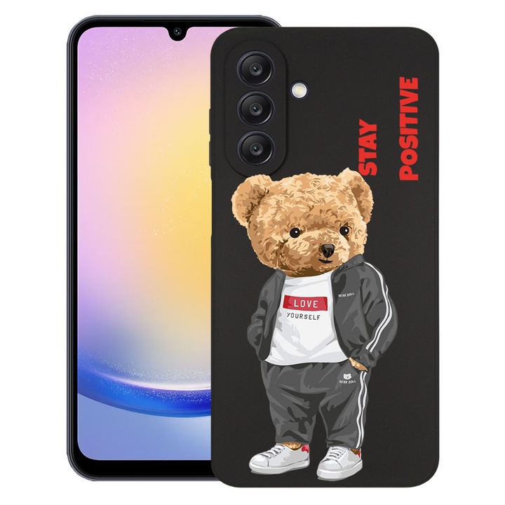 BestCase® Ultra vékony TPU tok Samsung Galaxy A37 5G-vel kompatibilis, Stay Positive - Teddy Bear, Kamera védelem, Kopásálló, 3128368 B 926