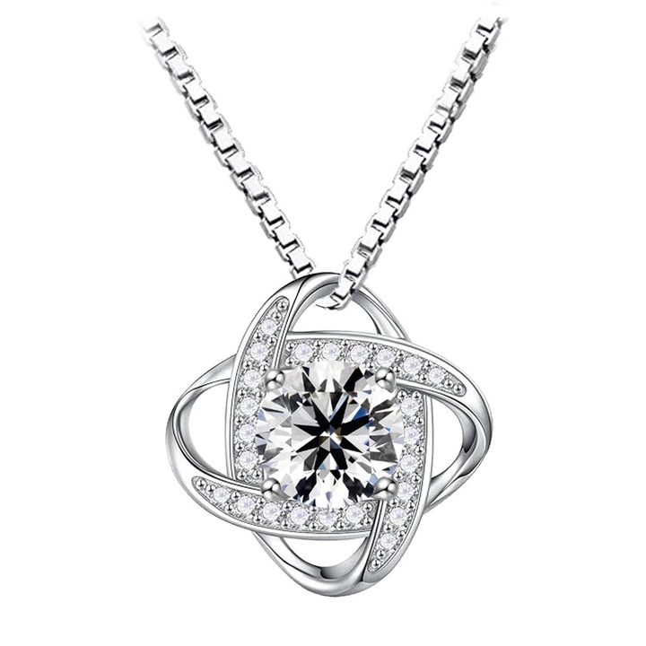 Colier Gemini cu Nod al Dragostei, Argint 925 Sterling & Piatra de Nastere - Cadou de Aniversare Exceptional din Zirconia Cubica pentru Ea: Sotie, Mama, Prietena