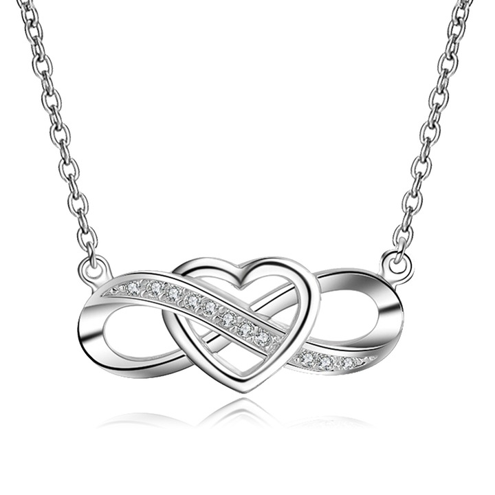Colier Infinit pentru Ea - Design Distinctiv, Argint 925 Sterling, cu Zirconia Cubica 5A - Cadou Frumos pentru Femei si Fete