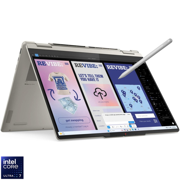 Лаптоп Lenovo Yoga 7 2-in-1 14ILL10, Intel® Core™ Ultra 7 258V, 14" 2.8K WQXGA+, OLED, 120Hz, Touch, 32GB LPDDR5X RAM, 1TB SSD, Intel® Arc™ Graphics, Windows® 11 Home, Seashell