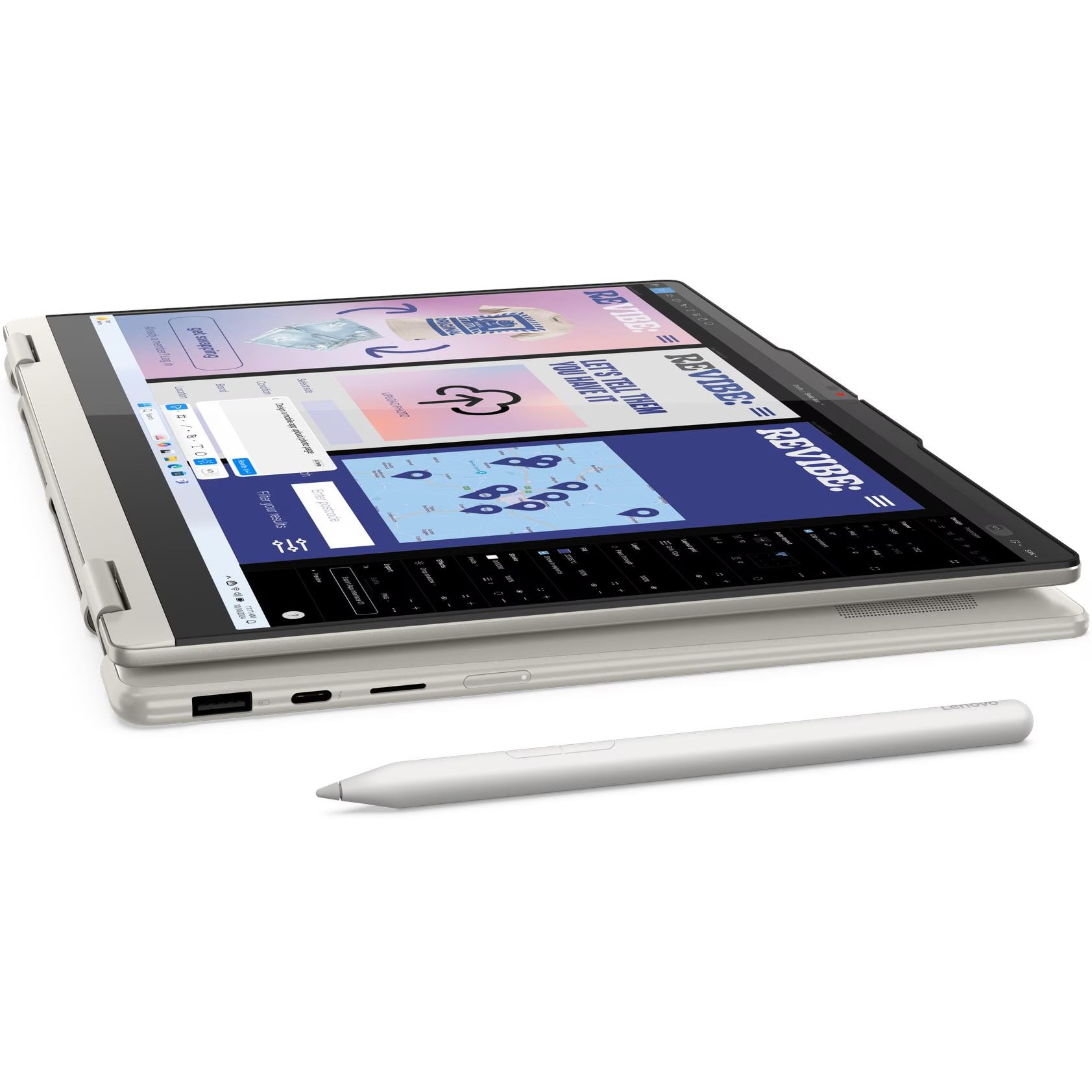 Laptop Lenovo Yoga 7 2-in-1 14ILL10 cu procesor Intel® Core Ultra 7 258V pana la 4.8GHz, 14" 2.8K, WQXGA+, OLED, 120Hz, Touch, 32GB LPDDR5x RAM, 1TB SSD, Intel® Arc™ Graphics, No OS, Seashell