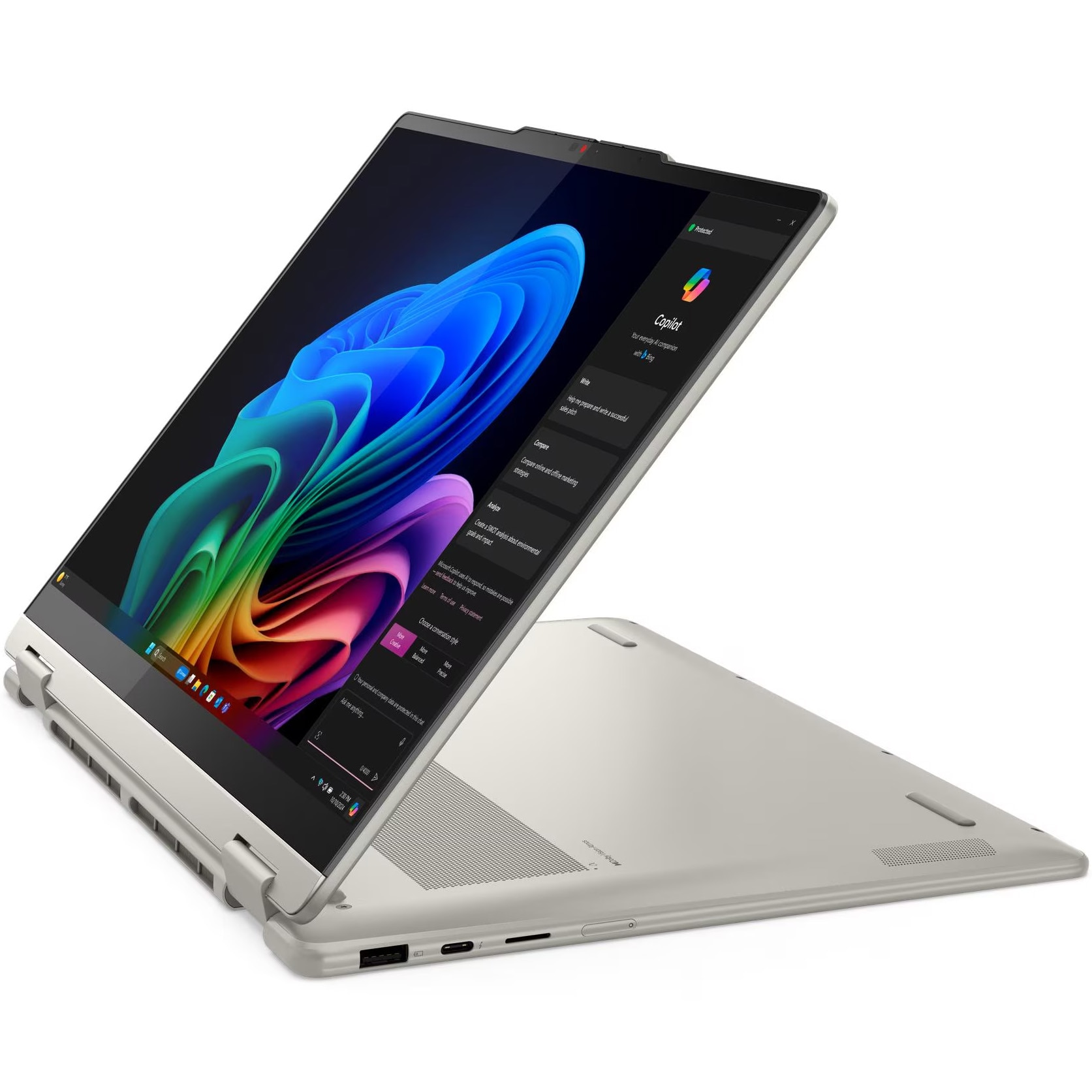Laptop Lenovo Yoga 7 2-in-1 14ILL10 cu procesor Intel® Core Ultra 7 258V pana la 4.8GHz, 14" 2.8K, WQXGA+, OLED, 120Hz, Touch, 32GB LPDDR5x RAM, 1TB SSD, Intel® Arc™ Graphics, No OS, Seashell