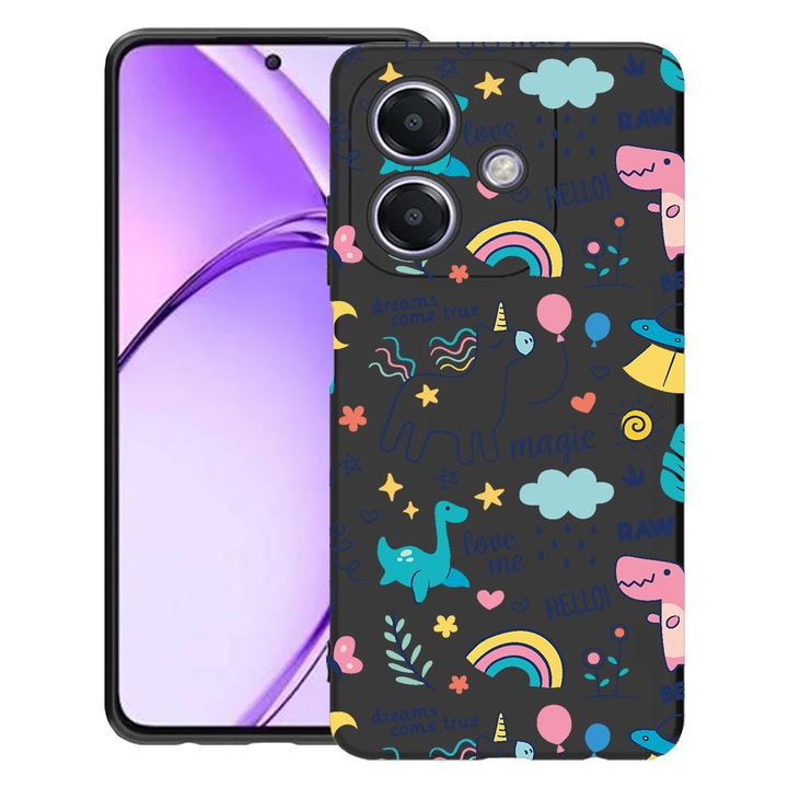 BestCase® Husa pentru OPPO A60 5G / A40 / A40M, Unicorn - Dreams Comes True, Slim Silicon 0.8MM, Antisoc, Protectie camera si ecran, 1994500 B 759