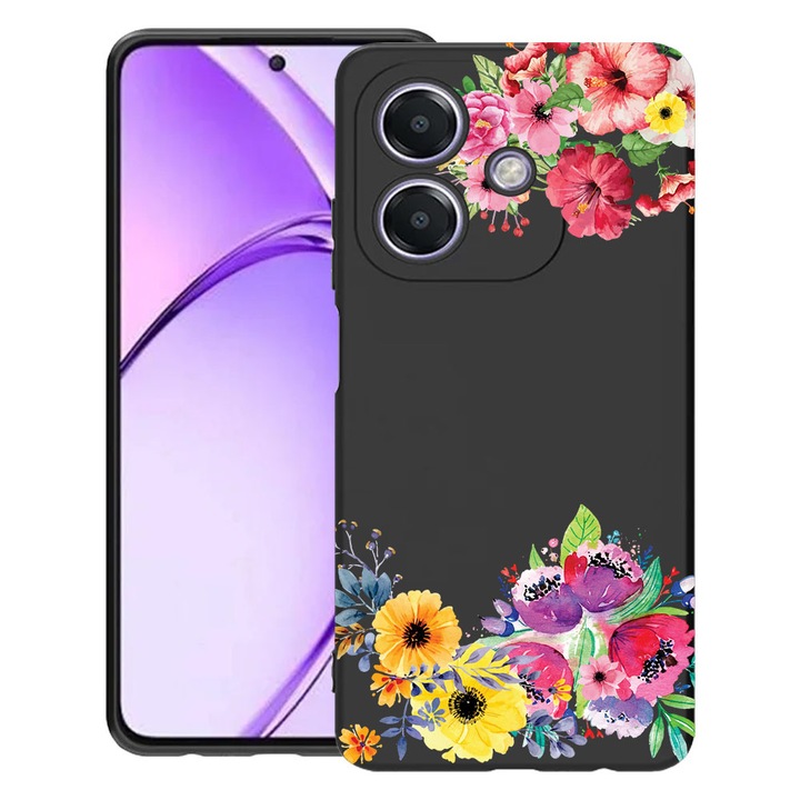 BestCase® Husa pentru OPPO A60 5G / A40 / A40M, Flowers, Slim Silicon 0.8MM, Antisoc, Protectie camera si ecran, 1994500 B 56