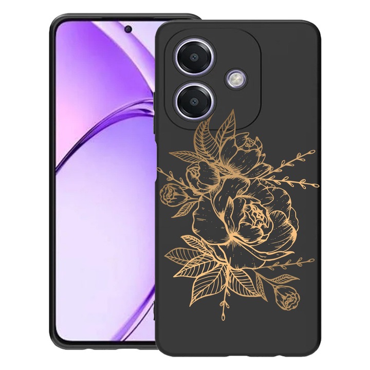 BestCase® Husa pentru OPPO A60 5G / A40 / A40M, Golden Rose, Slim Silicon 0.8MM, Antisoc, Protectie camera si ecran, 1994500 B 989