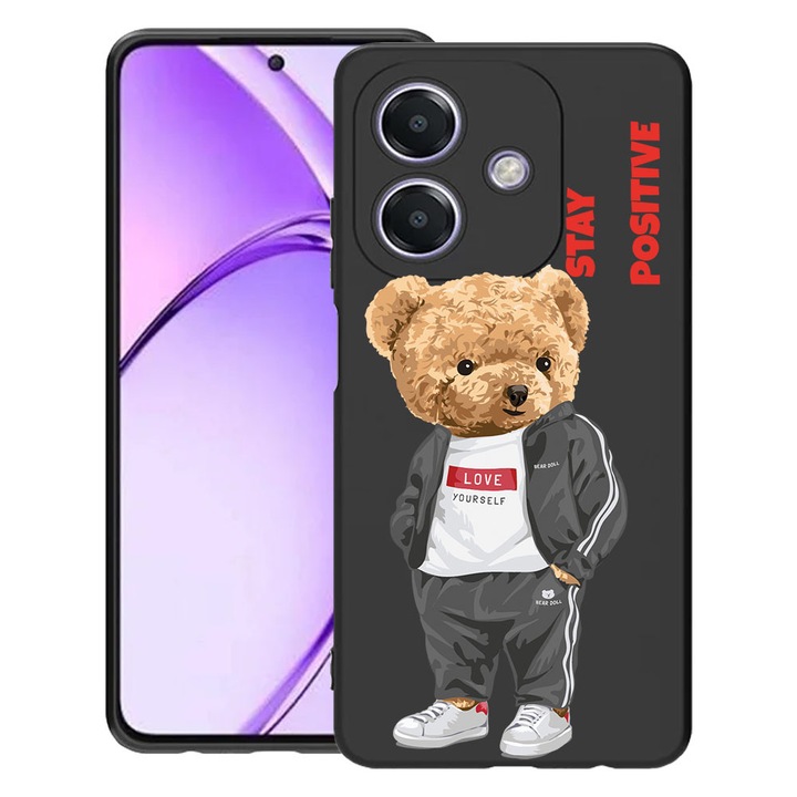 BestCase® Husa pentru OPPO A60 5G / A40 / A40M, Stay Positive - Teddy Bear, Slim Silicon 0.8MM, Antisoc, Protectie camera si ecran, 1994500 B 926