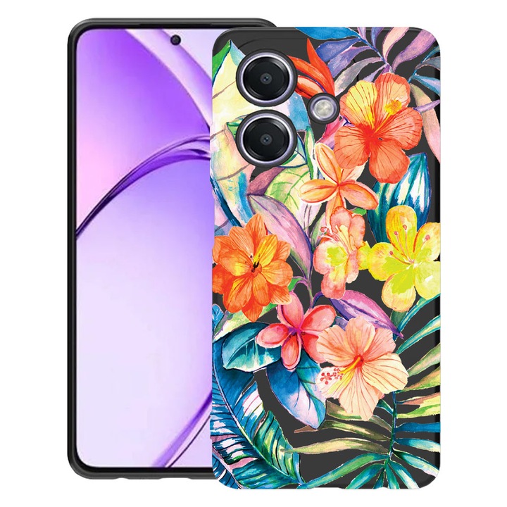BestCase® Husa pentru OPPO A60 5G / A40 / A40M, Topical Flowers, Slim Silicon 0.8MM, Antisoc, Protectie camera si ecran, 1994500 B 498