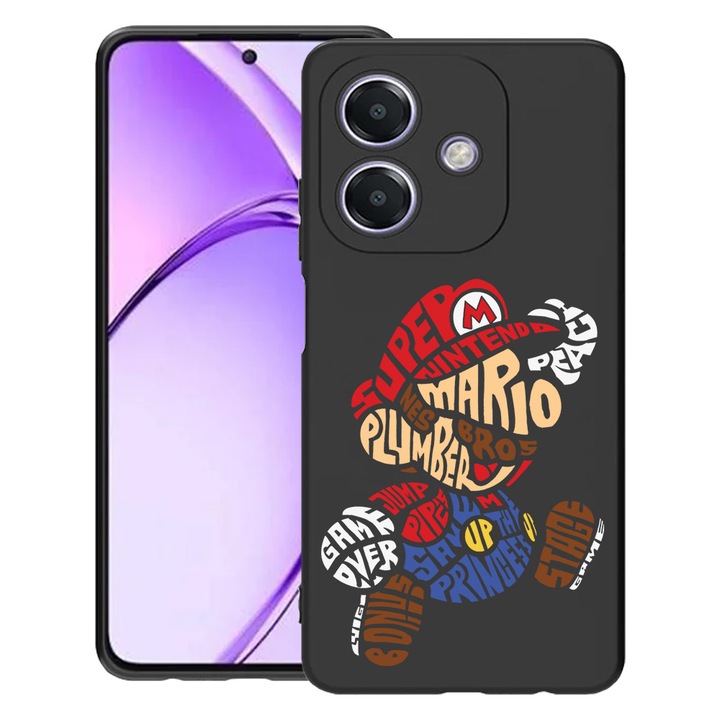 BestCase® Husa pentru OPPO A60 5G / A40 / A40M, Calligraphy Super Mario, Slim Silicon 0.8MM, Antisoc, Protectie camera si ecran, 1994500 B 1524