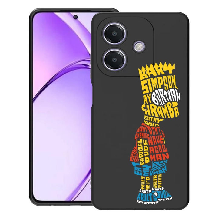 BestCase® Husa pentru OPPO A60 5G / A40 / A40M, Calligraphy Bart Simpson, Slim Silicon 0.8MM, Antisoc, Protectie camera si ecran, 1994500 B 1512