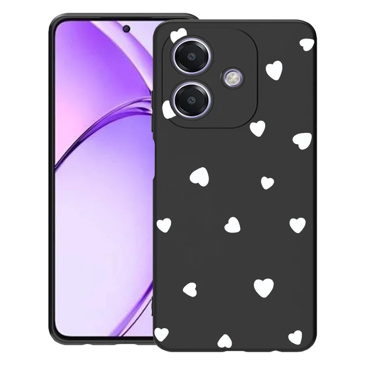 BestCase® Husa pentru OPPO A60 5G / A40 / A40M, Heart Pattern, Slim Silicon 0.8MM, Antisoc, Protectie camera si ecran, 1994500 B 1041