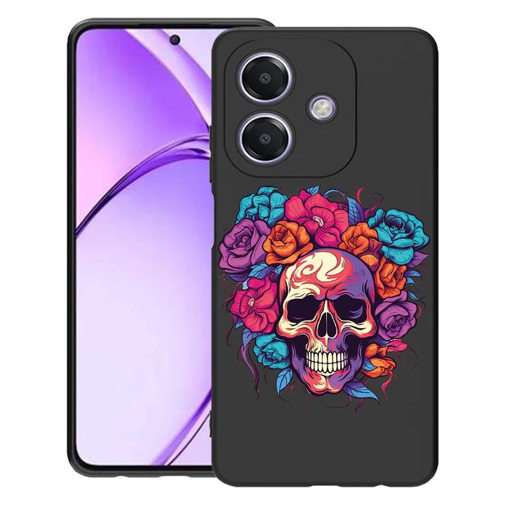 BestCase® Husa pentru OPPO A60 5G / A40 / A40M, Dream Colors - Skull and Roses, Slim Silicon 0.8MM, Antisoc, Protectie camera si ecran, 1994500 B 1576