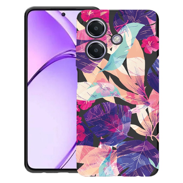 BestCase® Husa pentru OPPO A60 5G / A40 / A40M, Tropical Flowers, Slim Silicon 0.8MM, Antisoc, Protectie camera si ecran, 1994500 B 71