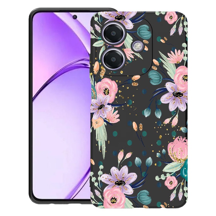BestCase® Husa pentru OPPO A60 5G / A40 / A40M, Flowers Collection, Slim Silicon 0.8MM, Antisoc, Protectie camera si ecran, 1994500 B 495
