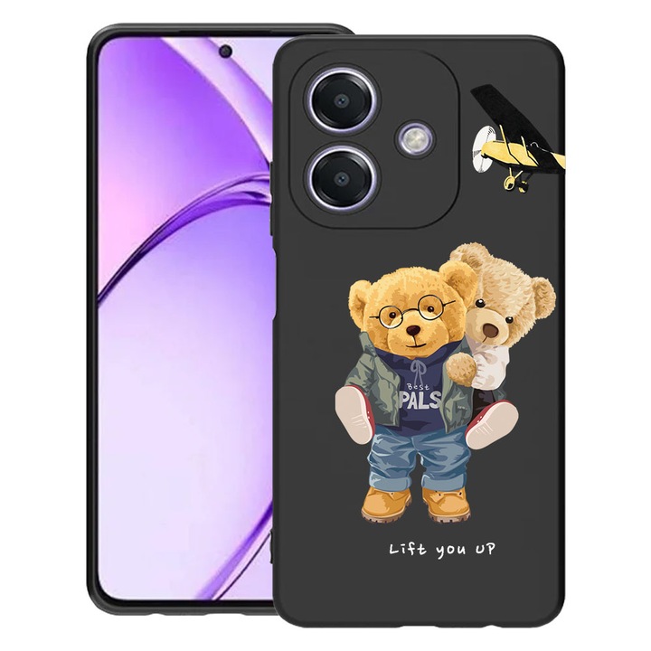 BestCase® Husa pentru OPPO A60 5G / A40 / A40M, Teddy Bear Lift me up, Slim Silicon 0.8MM, Antisoc, Protectie camera si ecran, 1994500 B 933