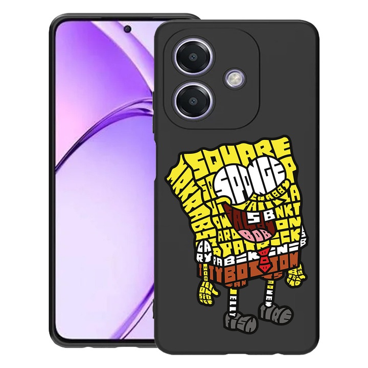 BestCase® Husa pentru OPPO A60 5G / A40 / A40M, Calligraphy Sponge Bob, Slim Silicon 0.8MM, Antisoc, Protectie camera si ecran, 1994500 B 1532