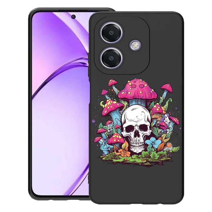 BestCase® Husa pentru OPPO A60 5G / A40 / A40M, Dream Colors - Skull and Mushrooms, Slim Silicon 0.8MM, Antisoc, Protectie camera si ecran, 1994500 B 1578
