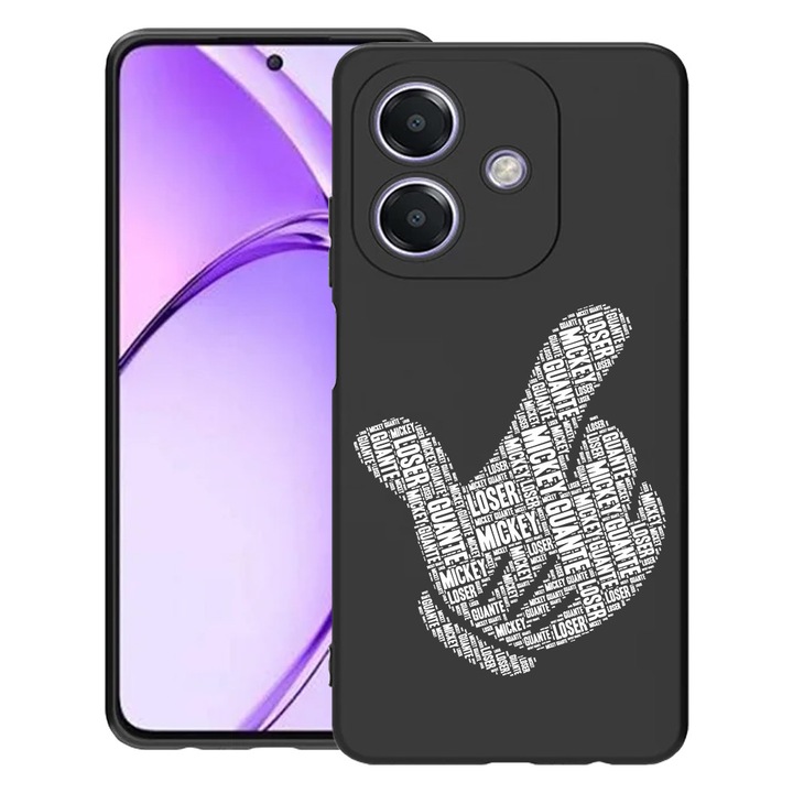 BestCase® Husa pentru OPPO A60 5G / A40 / A40M, Calligraphy Guante Mickey, Slim Silicon 0.8MM, Antisoc, Protectie camera si ecran, 1994500 B 1535